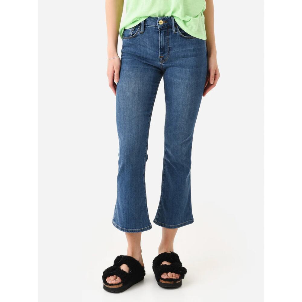 FRAME Le Crop Mini Boot Jeans Womens 28 Poe Medium Wash Crop Flare